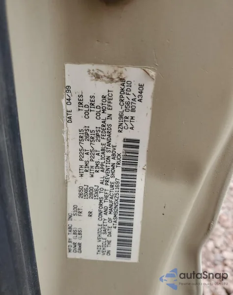 1999 Toyota Tacoma Xtracab Prerunner from USA, damaged, VIN 4TASM92N5XZ511697